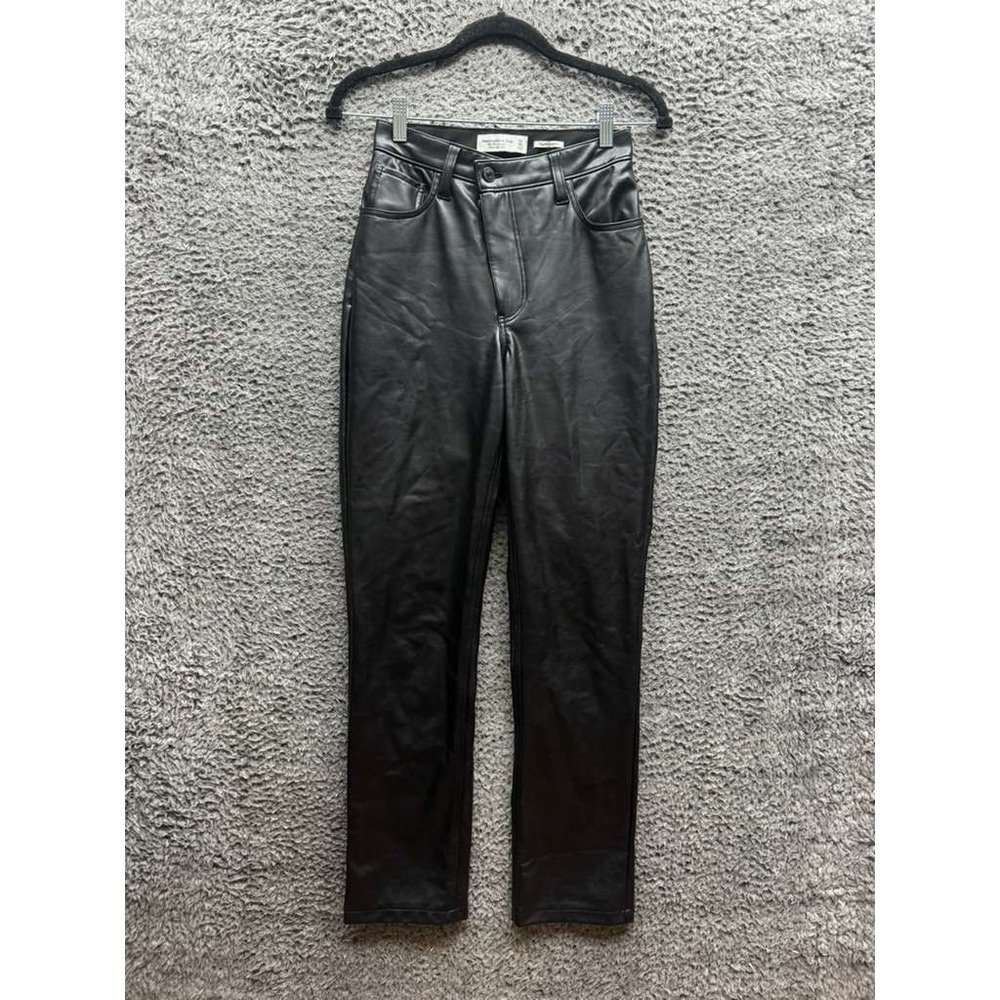 Abercrombie & Fitch 90s Straight Ultra High Rise Vegan Leather Pants Size 24
